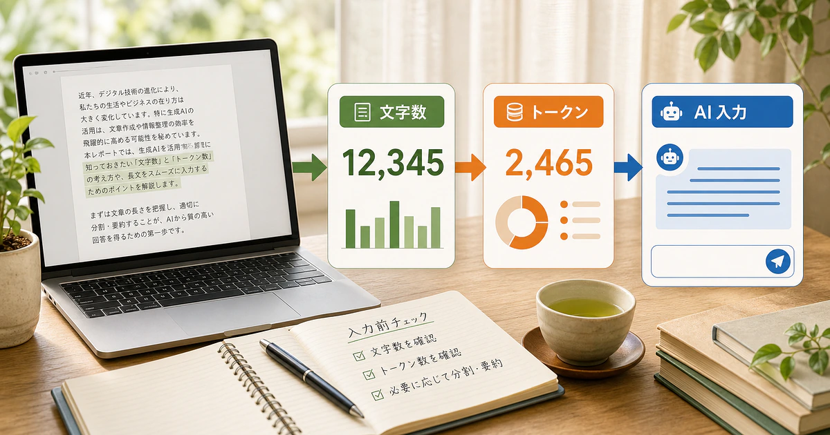 ChatGPTに入力する文章量とトークン数の関係を解説するイメージ画像